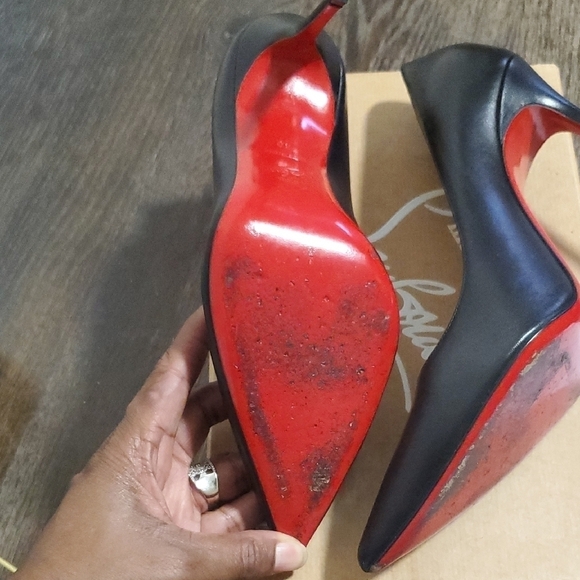 Authentic Christian Louboutin Decollete 554 100 Black Red bottom Heels Size 9 - Picture 4 of 10